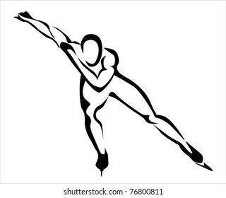 Speed skating, stylized silhouette icon