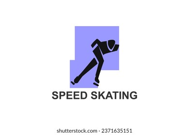 speed skating vector line icon. skate on ice, practice speed skating. sport  pictogram illustration.