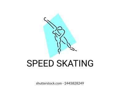 speed skating vector line icon. skate on ice, practice speed skating. sport pictogram illustration.
