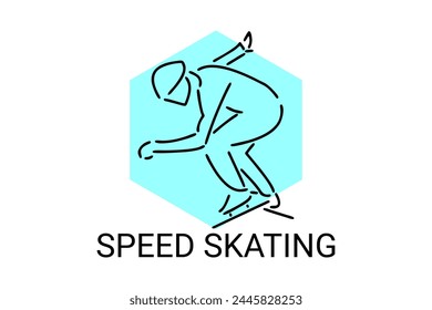 speed skating vector line icon. skate on ice, practice speed skating. sport pictogram illustration.
