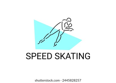 speed skating vector line icon. skate on ice, practice speed skating. sport pictogram illustration.
