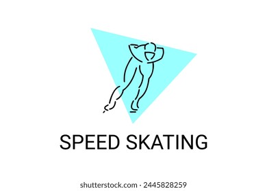 speed skating vector line icon. skate on ice, practice speed skating. sport pictogram illustration.
