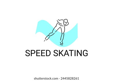 speed skating vector line icon. skate on ice, practice speed skating. sport pictogram illustration.
