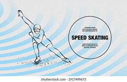 Patinaje rápido. Esquema vectorial de la ilustración deportiva de invierno.