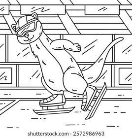 Speed Skating Weasel Coloring Page for Kids