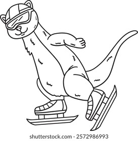 Speed Skating Weasel Isolated Coloring Page 