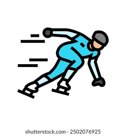 Patinaje de velocidad Deporte de invierno Icono de color Vector. Patinaje de velocidad Deporte de invierno Signo. Ilustración aislada