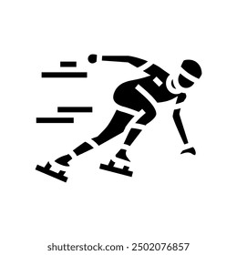 Vector de icono de glifo de deporte de invierno de patinaje de velocidad. signo de deporte de invierno de patinaje de velocidad. ilustración de símbolo aislado