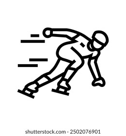 Patinaje de velocidad Vector de línea deportiva de invierno. Patinaje de velocidad signo de deporte de invierno. Contorno aislado símbolo Ilustración negra