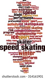 Speed skating word cloud concept. Vector illustration