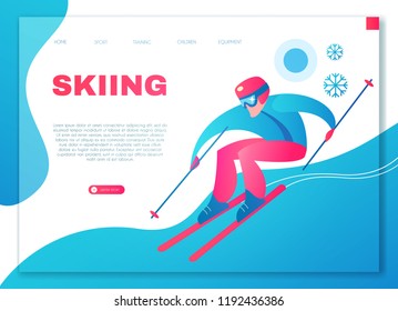 Speed Skiing. Winter Sport Design Template. Vector illustration