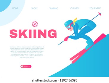 Speed Skiing. Winter Sport Design Template. Vector illustration
