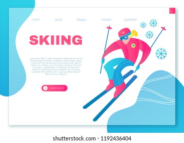 Speed Skiing. Winter Sport Design Template. Vector illustration