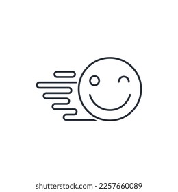 Speed and smile. Quick solution, satisfaction.Vector linear icon isolated on white background.