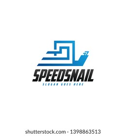 Speed snail logo template vector. Fast snail logo concept. Animal logo with speed