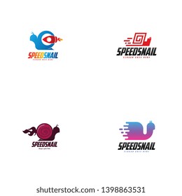 Speed snail logo template vector. Fast snail logo concept. Animal logo with speed