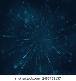 Speed ​​effect in space with lots of flickering light and glare. Vector background overlay effect