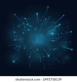 Speed ​​effect in space with lots of flickering light and glare. Vector background overlay effect