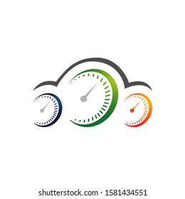 speed up speedometer gauge logo design vector illustrations