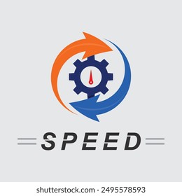 Geschwindigkeit und Sport-Logo-Design, Silhouette Tachometer Symbol Vektor, Geschwindigkeit Auto Auto Logo Vorlage Vektorgrafik Symbol Design