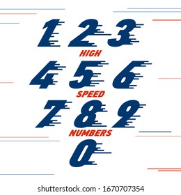 speed Sport numbers set logo design template. Vector sport style typeface for sportswear, sports club, app icon, corporate identity, labels or posters. eps 10 illustration art