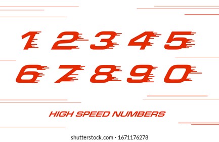 speed Sport numbers set logo design template. Vector sport style typeface for sportswear, sports club, app icon, corporate identity, labels or posters. eps 10 illustration art