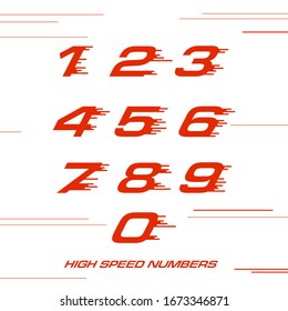 speed Sport numbers set logo design template. Vector sport style typeface for sportswear, sports club, app icon, corporate identity, labels or posters. eps 10 illustration art