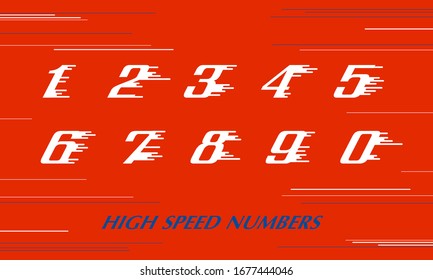 velocidad Los números deportivos establecen la plantilla de diseño del logotipo. Tipo de deporte vectorial para ropa deportiva, club deportivo, icono de aplicación, identidad corporativa, etiquetas o afiches. Pasos 10 ilustración