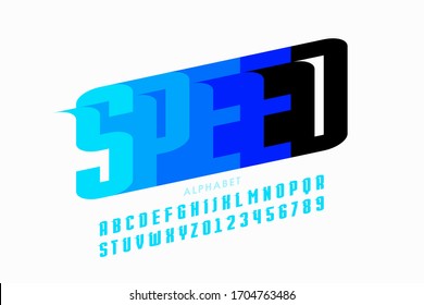 Speed sport style font design, alphabet letters and numbers vector illustration