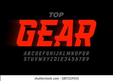 Speed Sport Style Modern Font, Alphabet And Numbers Vector Illustration