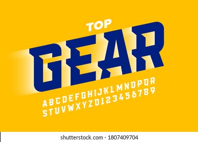 Speed sport style modern font, alphabet and numbers vector illustration svg