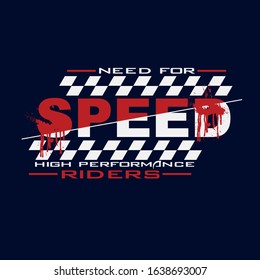 Speed, sport, typography graphic t shirt print vector illustration design 