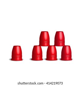 Speed Stacks Cups Stacking Sport Flying Cup Game with six stainless red cups set, 3d Vector illustration. 