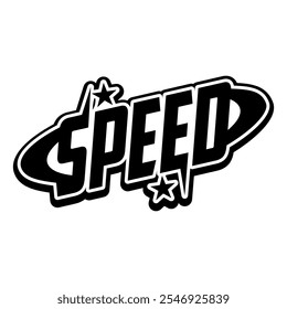 Speed with Stars Typography Y2K Logo Patch Apparel Fashion Vector Design K60, Commercial Use