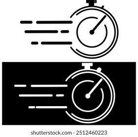 speed stopwatch icon in black and white. 
flat vector