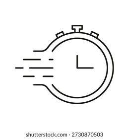Ícone da linha do cronômetro da velocidade. Gerenciamento de Tempo, Eficiência e Símbolo de Esboço de Desempenho Rápido. Temporização rápida e precisão. Traço editável. Ilustração vetorial isolada.