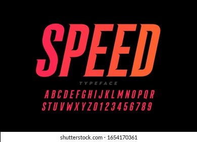 Speed Style Font, Alphabet Letters And Numbers Vector Illustration