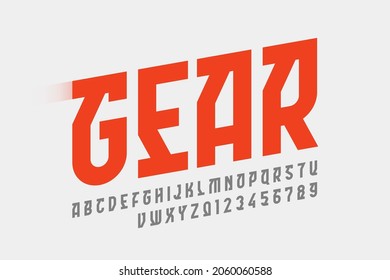 Speed style font, alphabet letters and numbers