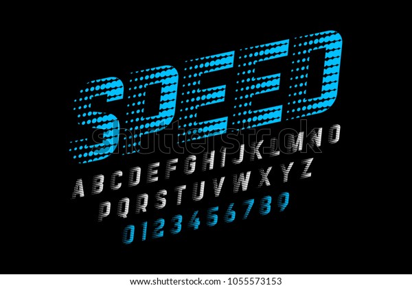 速度スタイルのフォント アルファベットと数字 ベクターイラスト のベクター画像素材 ロイヤリティフリー