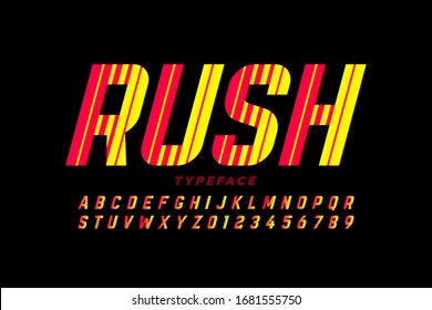Speed style font design, alphabet letters and numbers vector illustration