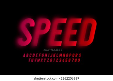 Speed style font design, alphabet letters and numbers vector illustration