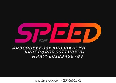 Speed style font design with different variations of letters, alphabet and numbers vector illustration