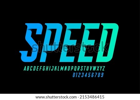 Speed style font design, sport alphabet, letters and numbers vector illustration ストックフォト © 