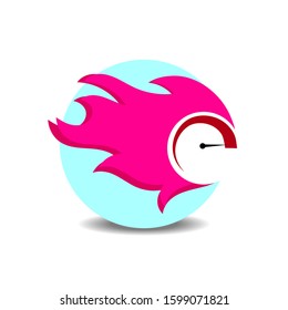Speed symbol element with meter and flame sign, logo or icon vector illustration eps10.