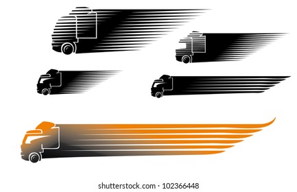 Speed. Symbolic image of a truck, in rapid motion.