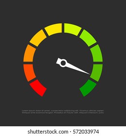 Speed test arrow vector icon illustration isolated on black background. Flat web design element for website, app or infographics materials.