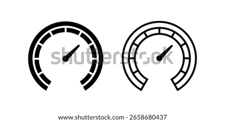 Speed Test icon set. Minimalist Line Art Speedometer Gauge Dashboard Meter Measurement Icon Design