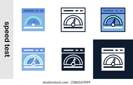 speed test illutration icons set. Simple speed test icons used web development.