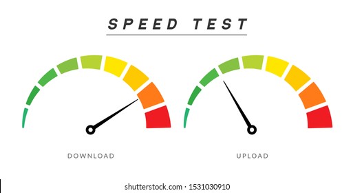 Speed Test Internet Measure. Speedometer Icon Fast Upload Download Rating. Quick Level Tachometer Accelerate.