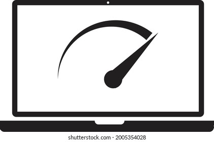 speed test laptop icon on white background. test speed laptop sign. speed optimization symbol. flat style.